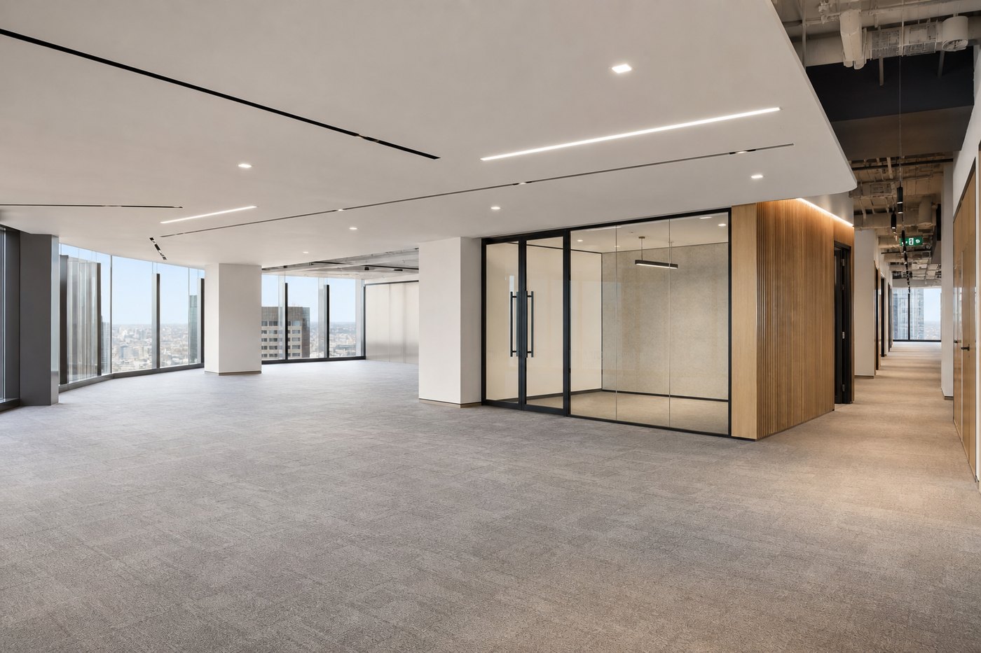 Interior fit-out of a modern commercial office space